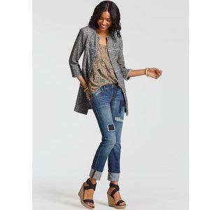 cAbi Tan Poet V-Neck Sheer Floral Blouse - Small